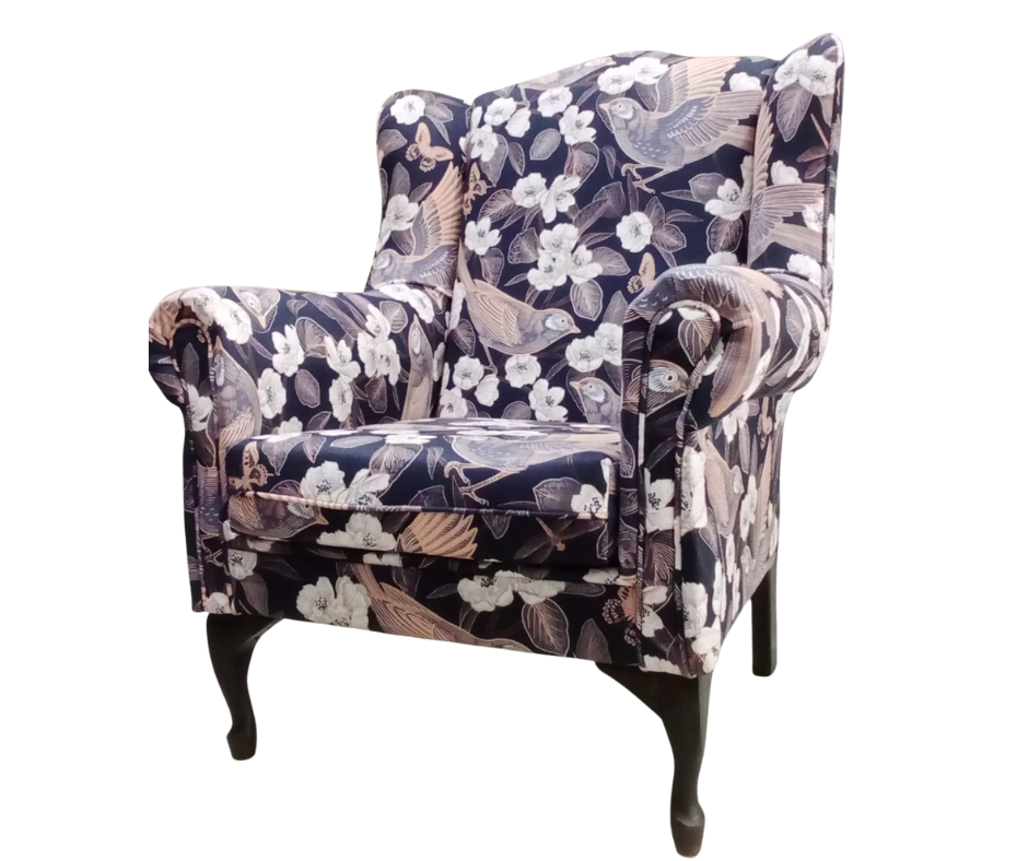 Floral Symphony Wingback Chair