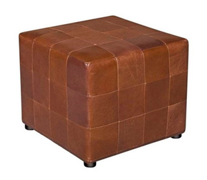 Leather Patchwork Square Ottoman